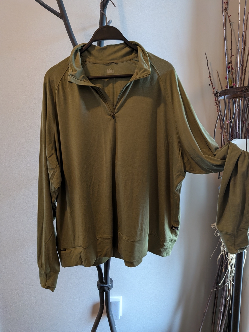 REI Olive Green Half-Zip Performance Pullover